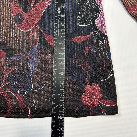 Citron Santa Monica Silk Tunic Blouse Asian Inspired Print Medium Orange Brown - Picture 8 of 9